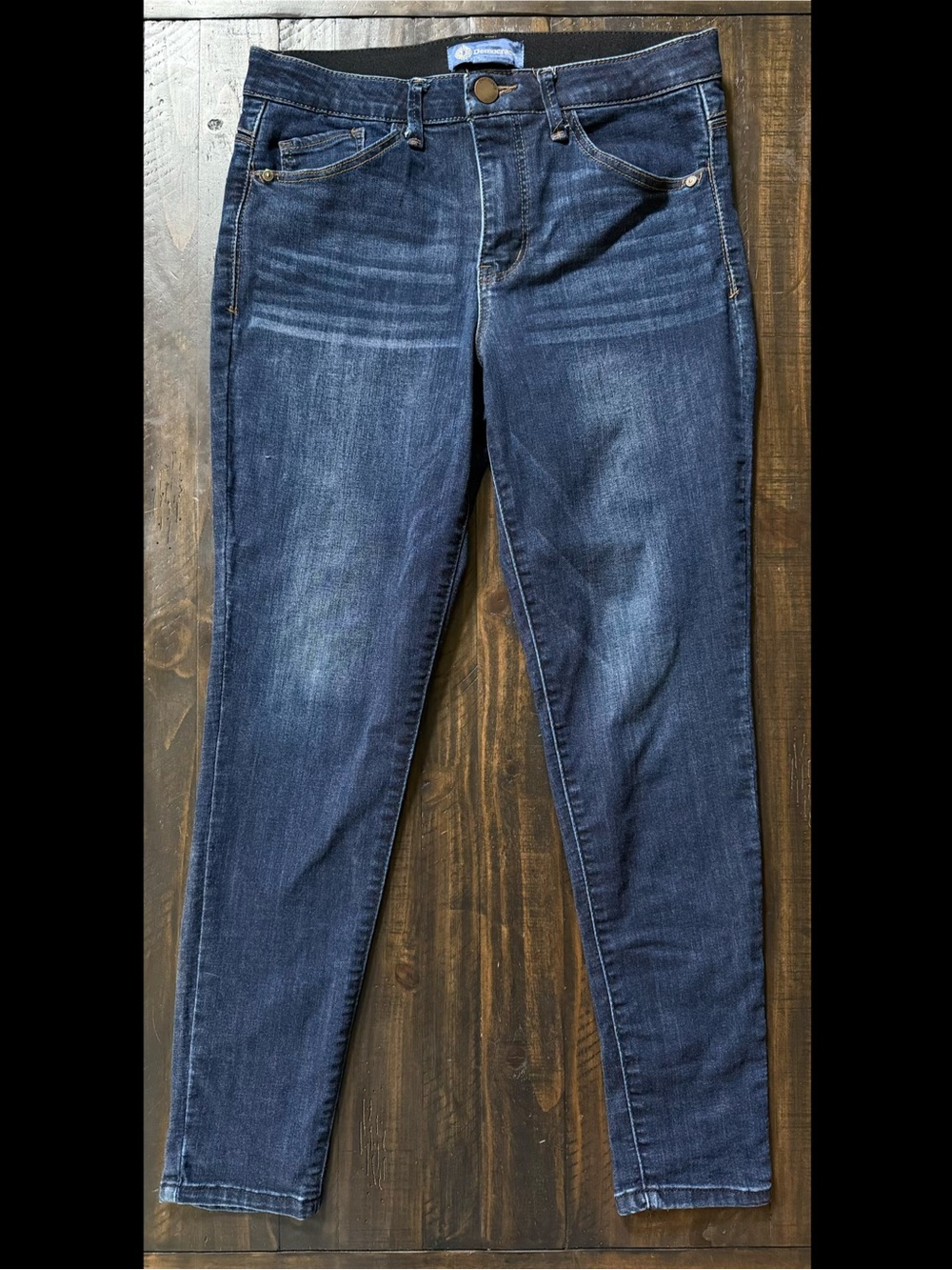 Democracy Ab Solution Ankle Jeans Women’s 8 Dark Whiskering Stretch Slim Denim